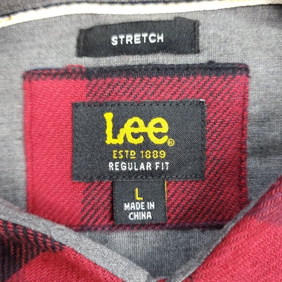 Lee Mens L Plaid Flannel Long Sleeve Button-Up Shirt Stretch Regular Fit - Picture 6 of 9